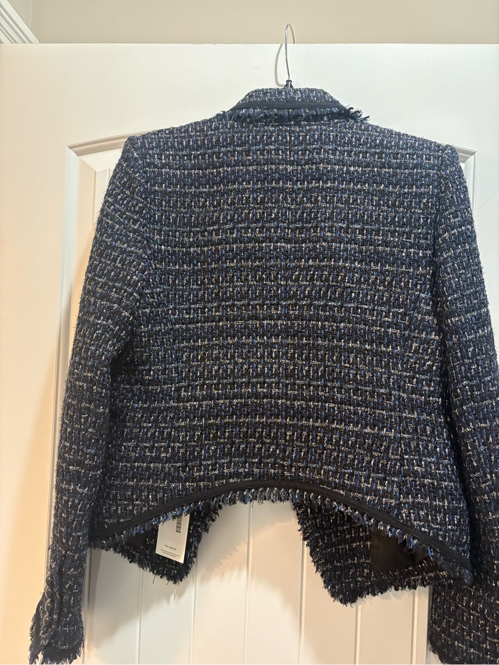 Veronica Beard Navy Fringe Trim Tweed Blazer - Picture 4 of 4